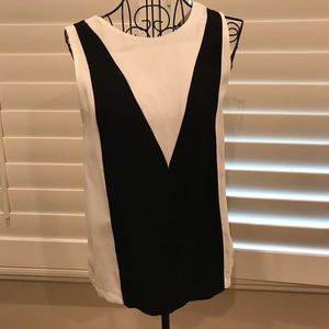 Topshop Sleeveless Black & White Top Sz 2